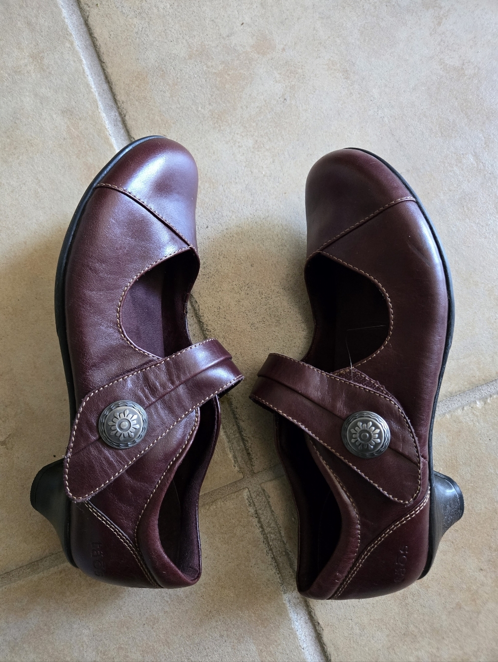 Taos Footwear Burgundy Leather Mary Jane Majesty Low Heel Button Strap Shoes 8.5 - Picture 3 of 13